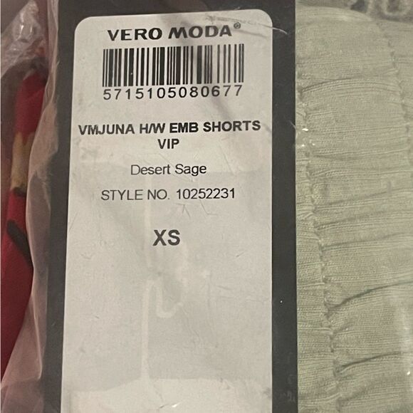 Vero Moda Women Juna Desert Sage Ruffle Hem Stretch Cotton Pull On Shorts Sz: XS - Picture 6 of 6